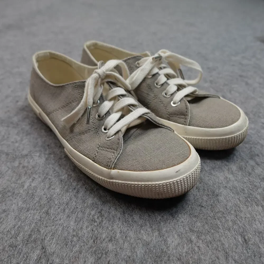 Ralph Lauren Sneakers Womens 6.5 Jolie Linen Lace Up Gray‎ Fashion Casual